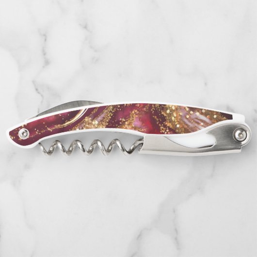 Abstrakte Sparkling Wedding Party Roter Wein ID101 Kellnermesser (Rückseite)