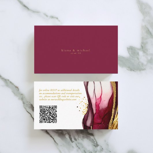 Abstrakte Sparkling Wedding Website Wine Red ID101 Begleitkarte