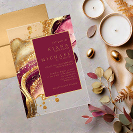 Abstrakte Sparkling Wedding Wine Red ID1018 Acryleinladungen