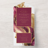 Abstrakte Sparkling Wedding Wine Red ID1018 All In One Einladung (Innen Boden)