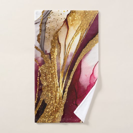 Abstrakte Sparkling Wedding Wine Red ID1018 Badhandtuch Set (Handtuch)