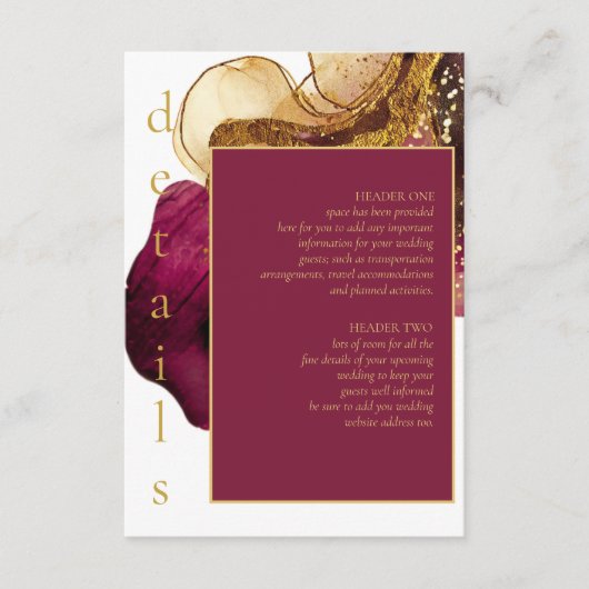 Abstrakte Sparkling Wedding Wine Red ID1018 Begleitkarte (Vorderseite)