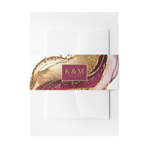 Abstrakte Sparkling Wedding Wine Red ID1018 Einladungsbanderole