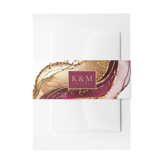 Abstrakte Sparkling Wedding Wine Red ID1018 Einladungsbanderole (Vorderseite Beispiel)