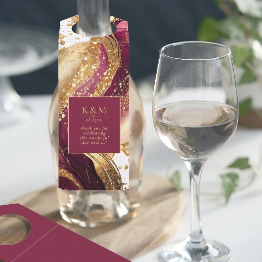 Abstrakte Sparkling Wedding Wine Red ID1018 Flaschenanhänger