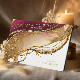 Abstrakte Sparkling Wedding Wine Red ID1018 Gästebuch