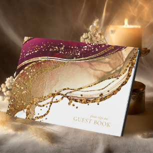 Abstrakte Sparkling Wedding Wine Red ID1018 Gästebuch