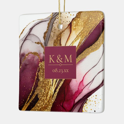 Abstrakte Sparkling Wedding Wine Red ID1018 Keramikornament (Links)