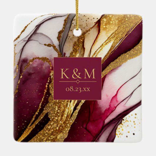 Abstrakte Sparkling Wedding Wine Red ID1018 Keramikornament (Rückseite)