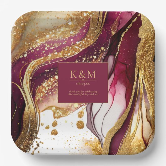 Abstrakte Sparkling Wedding Wine Red ID1018 Pappteller (Vorderseite)