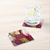 Abstrakte Sparkling Wedding Wine Red ID1018 Rechteckiger Pappuntersetzer (Vor Ort)