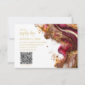 Abstrakte Sparkling Wedding Wine Red ID1018 RSVP Karte (Rückseite)