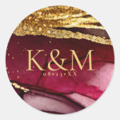 Abstrakte Sparkling Wedding Wine Red ID1018 Runder Aufkleber (Vorderseite)