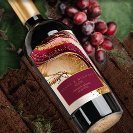 Abstrakte Sparkling Wedding Wine Red ID1018 Weinetikett