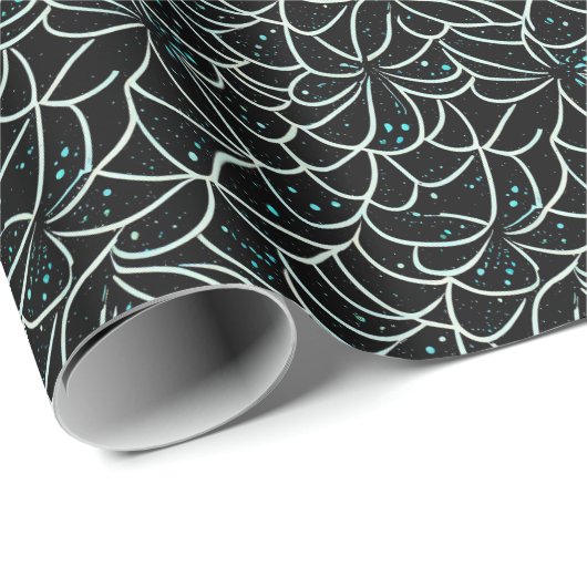 Abstrakte Spinnennetze und Punktmuster Geschenkpapier (Rolleneckpunkt)