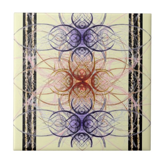 Abstrakte Spinnmuster in lila und roter Farbe Fliese (Vorderseite)