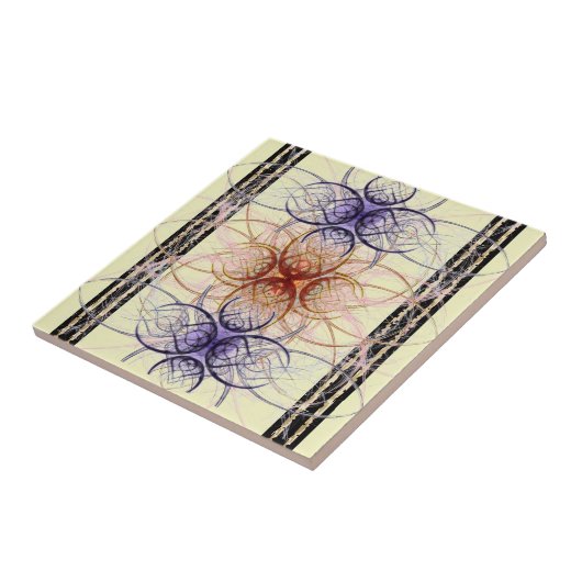 Abstrakte Spinnmuster in lila und roter Farbe Fliese (Seite)