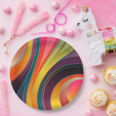 Abstrakte Spiralbogenfarben Pappteller (Party)