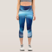 Abstrakte Spirale Blue Gradient Digitale Kunst Capri Leggings (Vorderseite)
