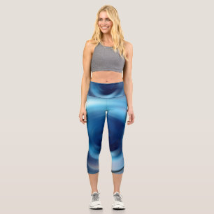 Abstrakte Spirale Blue Gradient Digitale Kunst Capri Leggings