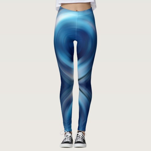 Abstrakte Spirale Blue Gradient Digitale Kunst Leggings (Vorderseite)