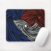 Abstrakte Spiralen - blau, weiß und rot Mousepad (Mit Mouse)
