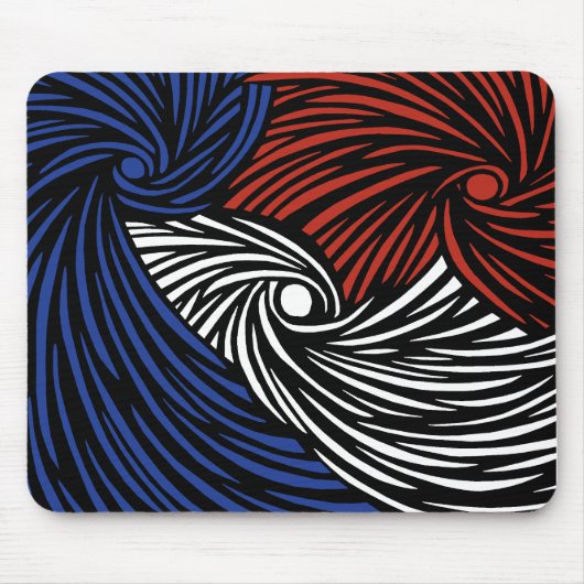 Abstrakte Spiralen - blau, weiß und rot Mousepad (Vorne)