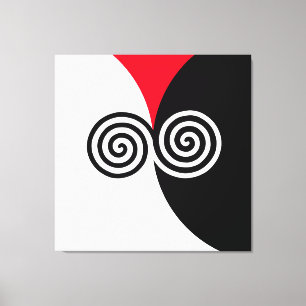 Abstrakte Spiralkreise auf Schwarz, Rot und Weiß Leinwanddruck