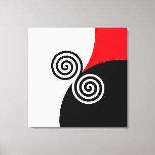 Abstrakte Spiralkreise auf schwarz-weiß Leinwanddruck