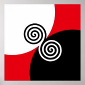 Abstrakte Spiralkreise auf schwarz-weiß Poster (Vorne)