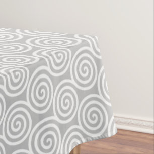 Abstrakte Spiralkreise in hellgrau und weiß Tischdecke