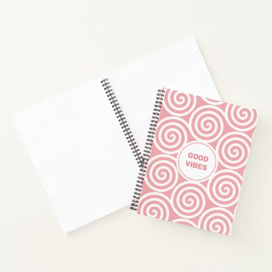 Abstrakte Spiralkreise in hellrosa und weiß Notizblock (Innenseite)