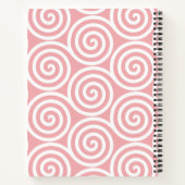 Abstrakte Spiralkreise in hellrosa und weiß Notizblock (Rückseite)