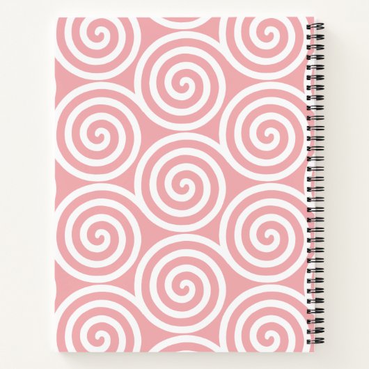 Abstrakte Spiralkreise in hellrosa und weiß Notizblock (Rückseite)