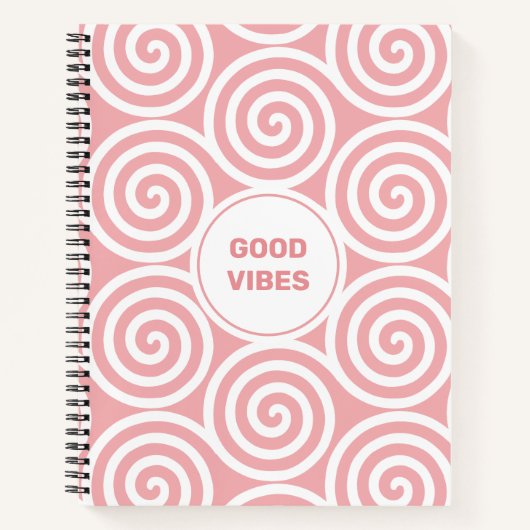 Abstrakte Spiralkreise in hellrosa und weiß Notizblock (Vorderseite)