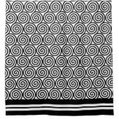 Abstrakte Spiralkreise in Schwarz-Weiß-Dusche Cu Duschvorhang (Vorderseite)