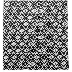 Abstrakte Spiralkreise in Schwarz-Weiß-Dusche Duschvorhang
