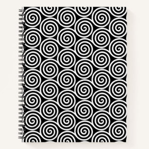 Abstrakte Spiralkreise in Schwarz & Weiß Notizblock