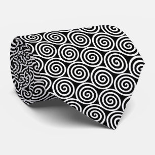 Abstrakte Spiralkreise in Schwarz-Weiß-Schlips Krawatte