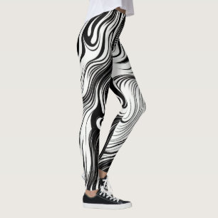 Abstrakte Spiralkunst Schwarz & Weiß Drehtinte Leggings