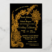 Abstrakte Spitze in Schwarz Folieneinladung (Vorderseite)