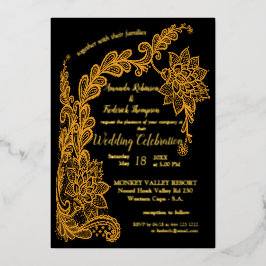 Abstrakte Spitze in Schwarz Folieneinladung