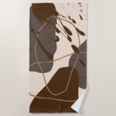Abstrakte Splash Line Art Brown Beige Strandtuch (Vorderseite)