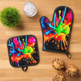 Abstrakte Splash Ofenhandschuh & Topflappen-Set
