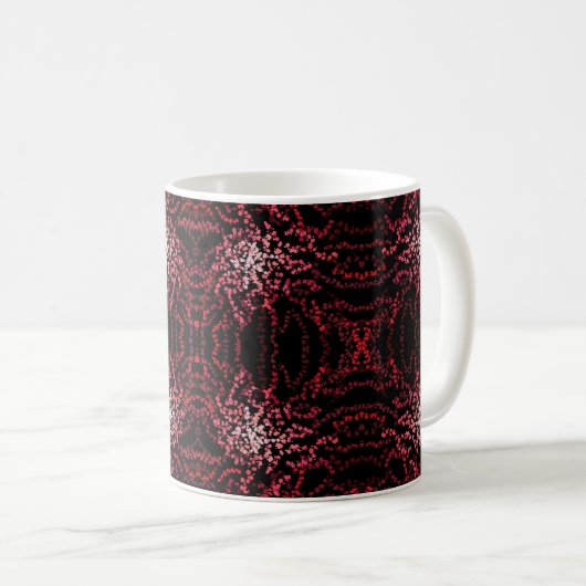 Abstrakte Sprenkelpunkte aus Rosa und Roten Muster Kaffeetasse (VorderseiteRechts)