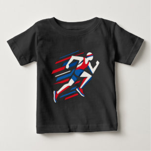 Abstrakte Sprinter Rot Weiß Blau Geometrisches Ren Baby T-shirt