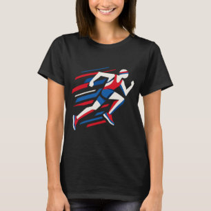Abstrakte Sprinter Rot Weiß Blau Geometrisches Ren T-Shirt