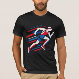 Abstrakte Sprinter Rot Weiß Blau Geometrisches Ren T-Shirt