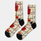 Abstrakte Spritzer-Socken mit geometrischem Raster Socken (Linkes Detail)