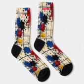 Abstrakte Spritzer-Socken mit geometrischem Raster Socken (Rechts)